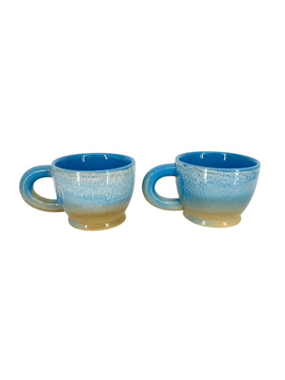 Bloomingville Safie Blue Stoneware Cups Set Of 2 Gradient Blue Beige Finish